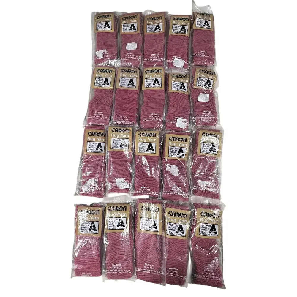 CARON Vintage Rug Yarn Raspberry 0119 Lot 20 Packs Acrilan Latch Hook USA